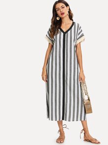 Striped Tassel Detail Dress