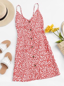 Single Breasted Front Striped Cami Dress