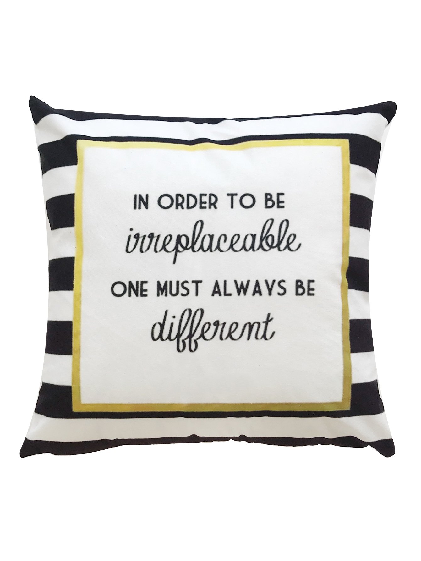Striped Detail Slogan Print Pillowcase Cover 1pc