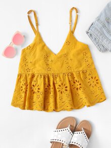 Embroidery Hollow Out Cami Top