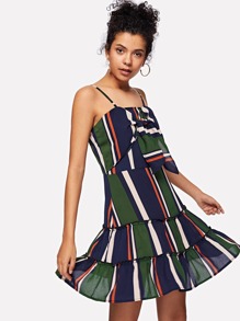 Knot Front Striped Cami Dress