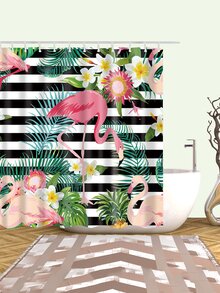 Flamingos Shower Curtain With 12pcs Hook