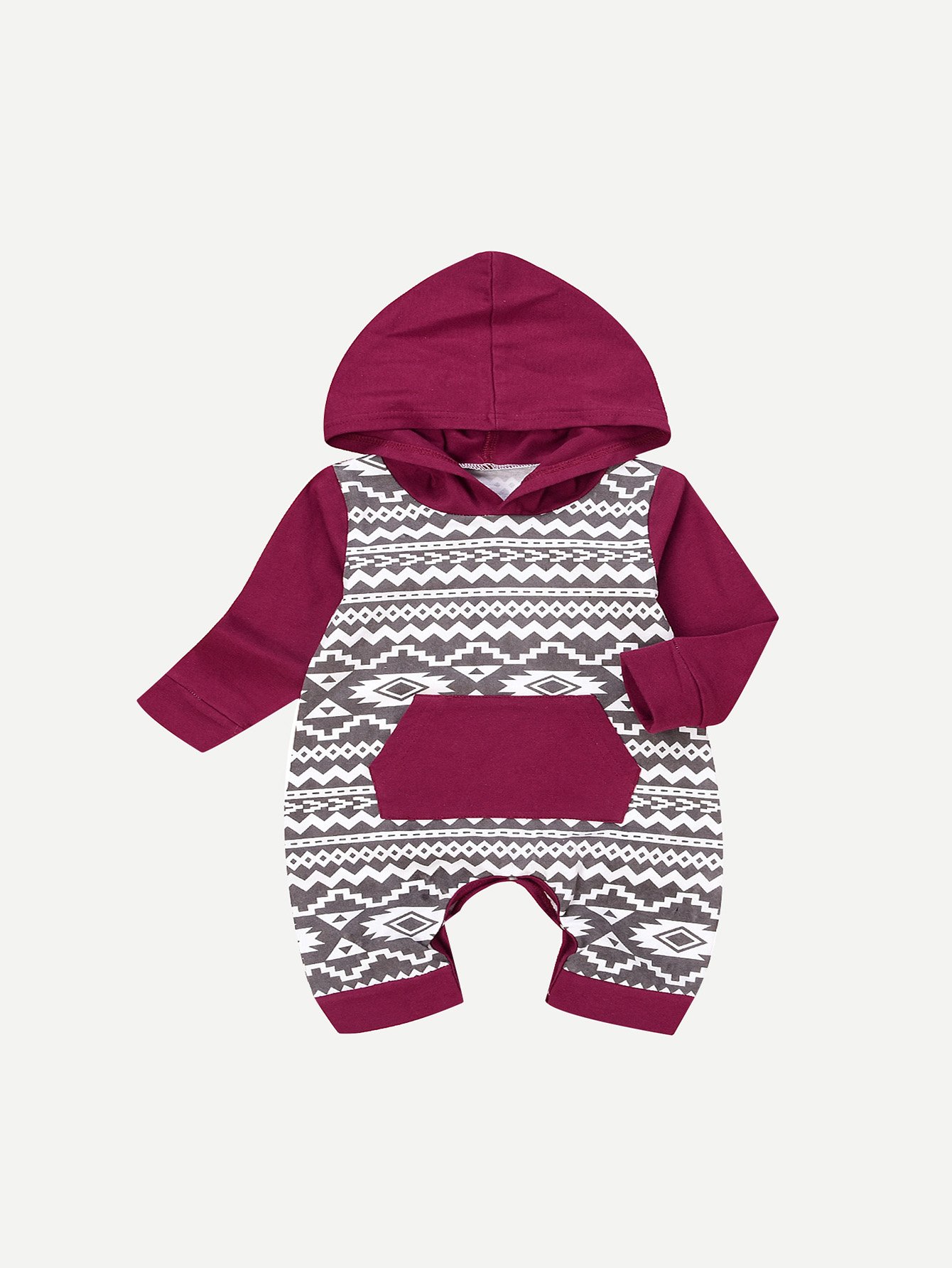 Girls Geometric Print Hooded Jumpsuit newborn baby rompers clothes cotton ears hooded suits infant jumpsuit outwear animal lion baby boys girls jumpsuit clothing