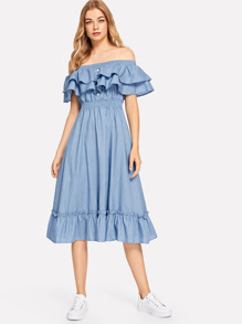 Off Shoulder Tiered Dress