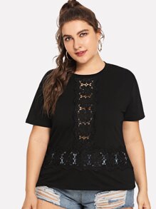 Plus Lace Panel Tee