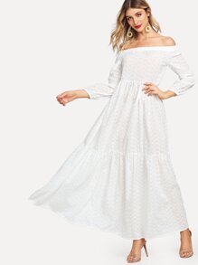 Off-Shoulder Solid Dress