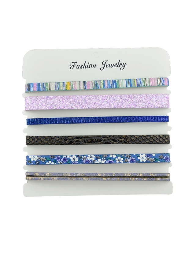 6 Pcs/Set Colorful Pu Leather Flower Pattern Choker Necklace Set