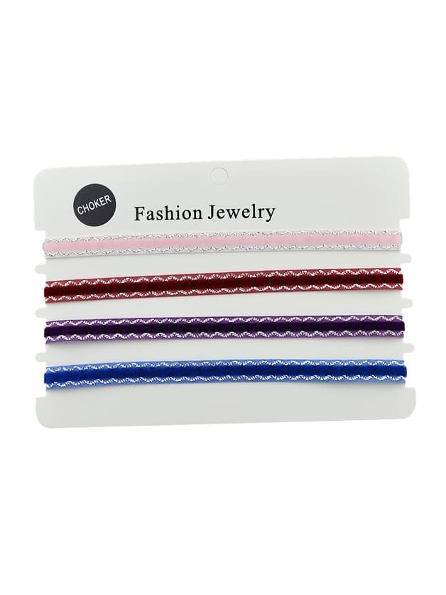 4 Pcs/Set Bohemia Colorful Velvet Sexy Choker Necklaces Set For Women