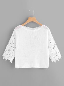 Contrast Lace Plain Sweaters