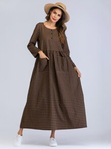 Plaid Pocket Longline Dress