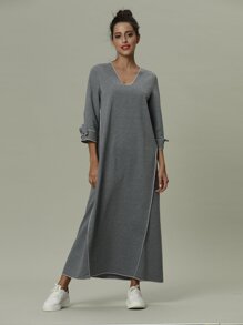 Knot Sleeve Solid Dress