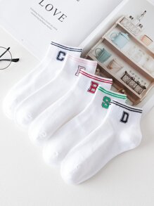 Striped Hem Socks 5pairs