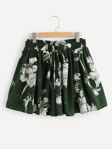 Floral Knot Ruched Shorts
