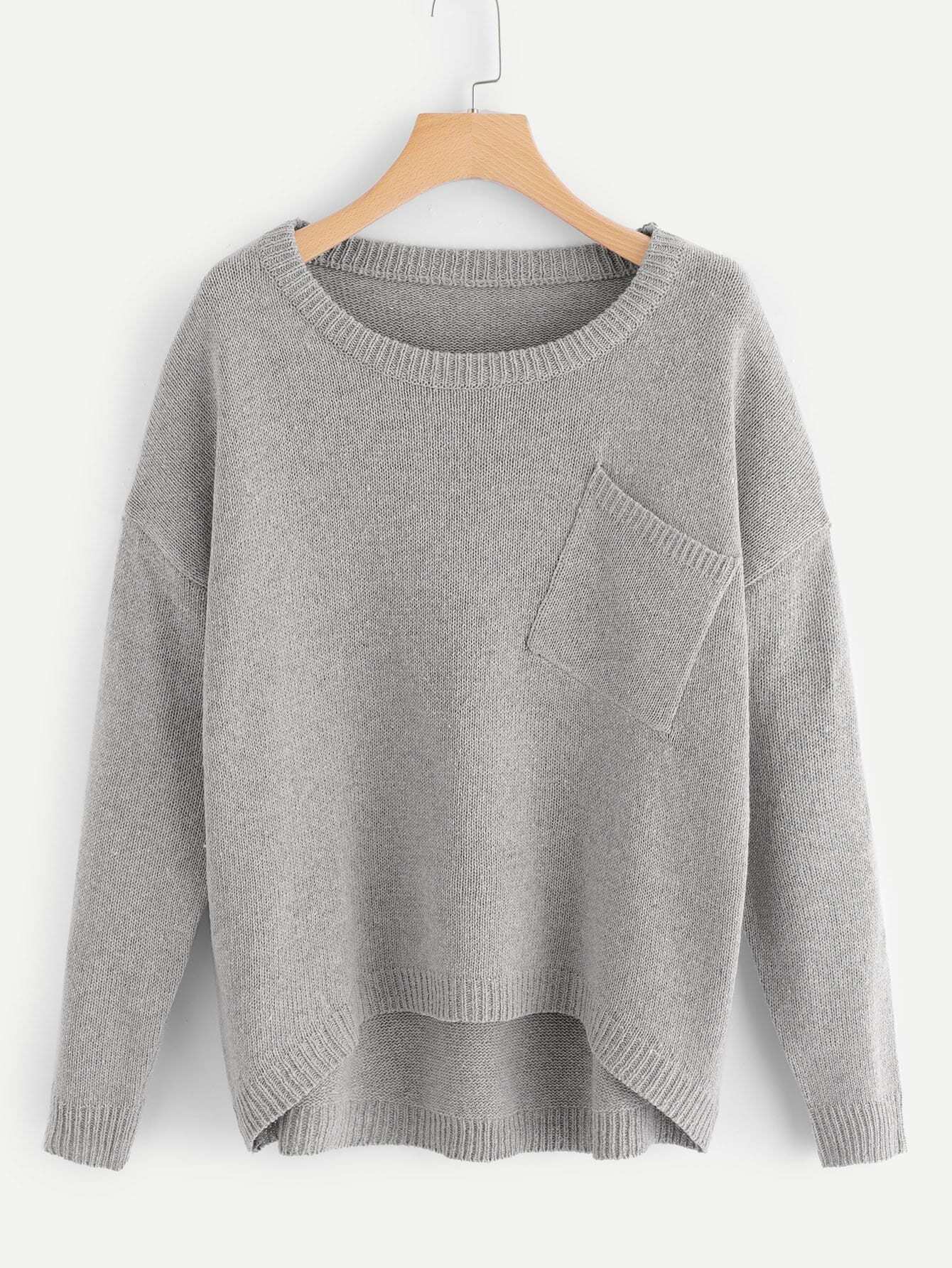 Карманный передний плечевой свитер