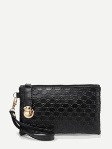 Texture Embossed Push Lock Clutch Bag