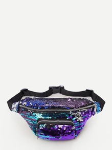 Pocket Front Sequin Decor Bum Bag