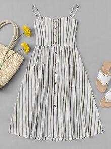 Single Breasted Striped Cami Dress