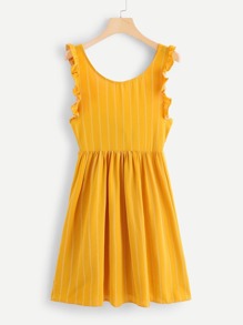 Frill Trim Knot Back Dress