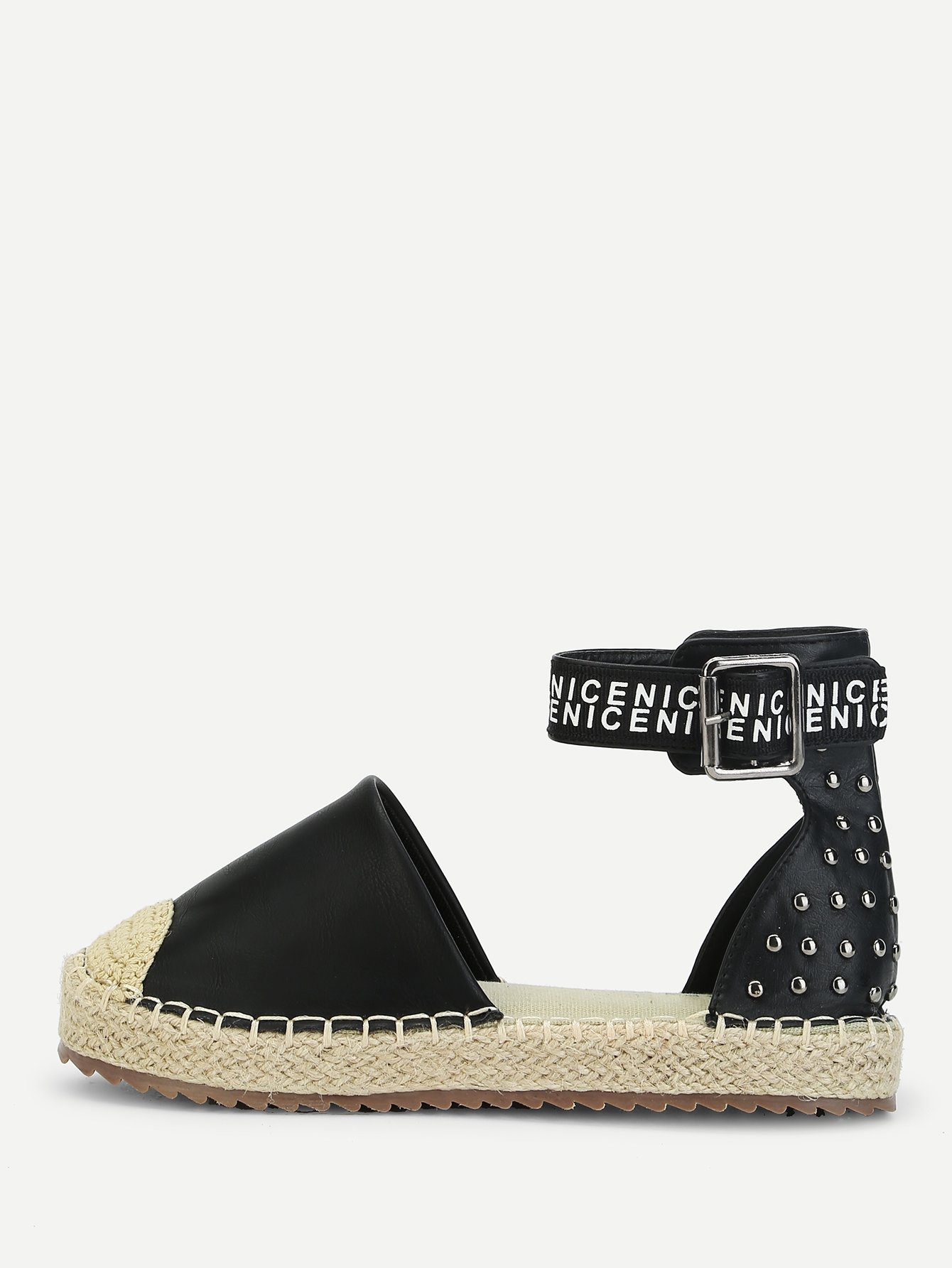 Обувь на плоской подошве и с украшением штифта Espadrille