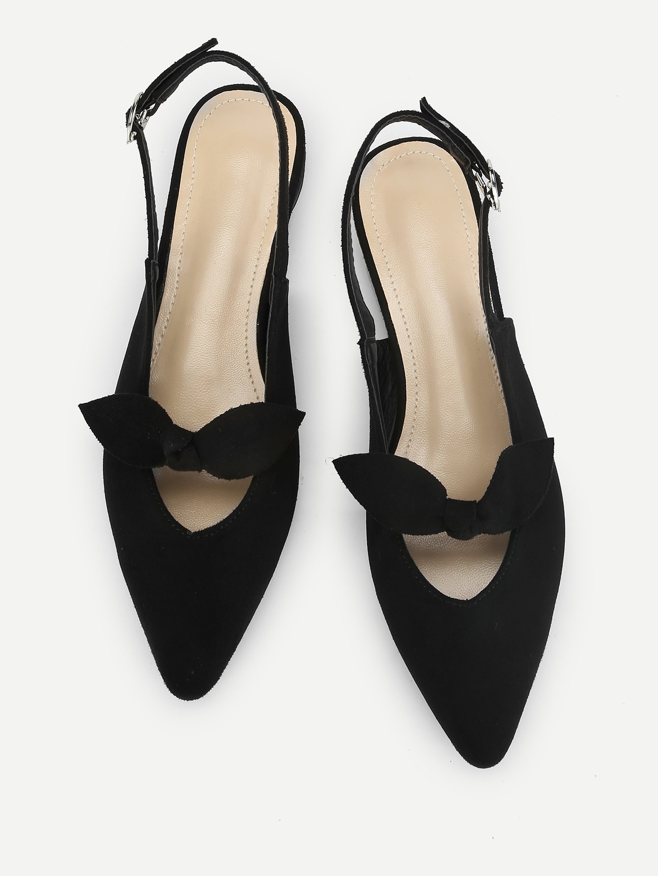 Обувь на плоской подошве с открытой пяткой и с украшением банта