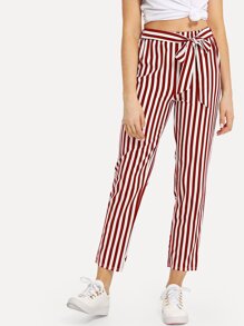 Knot Front Striped Pants