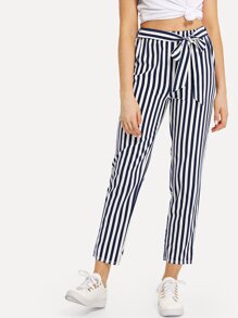 Knot Front Striped Pants