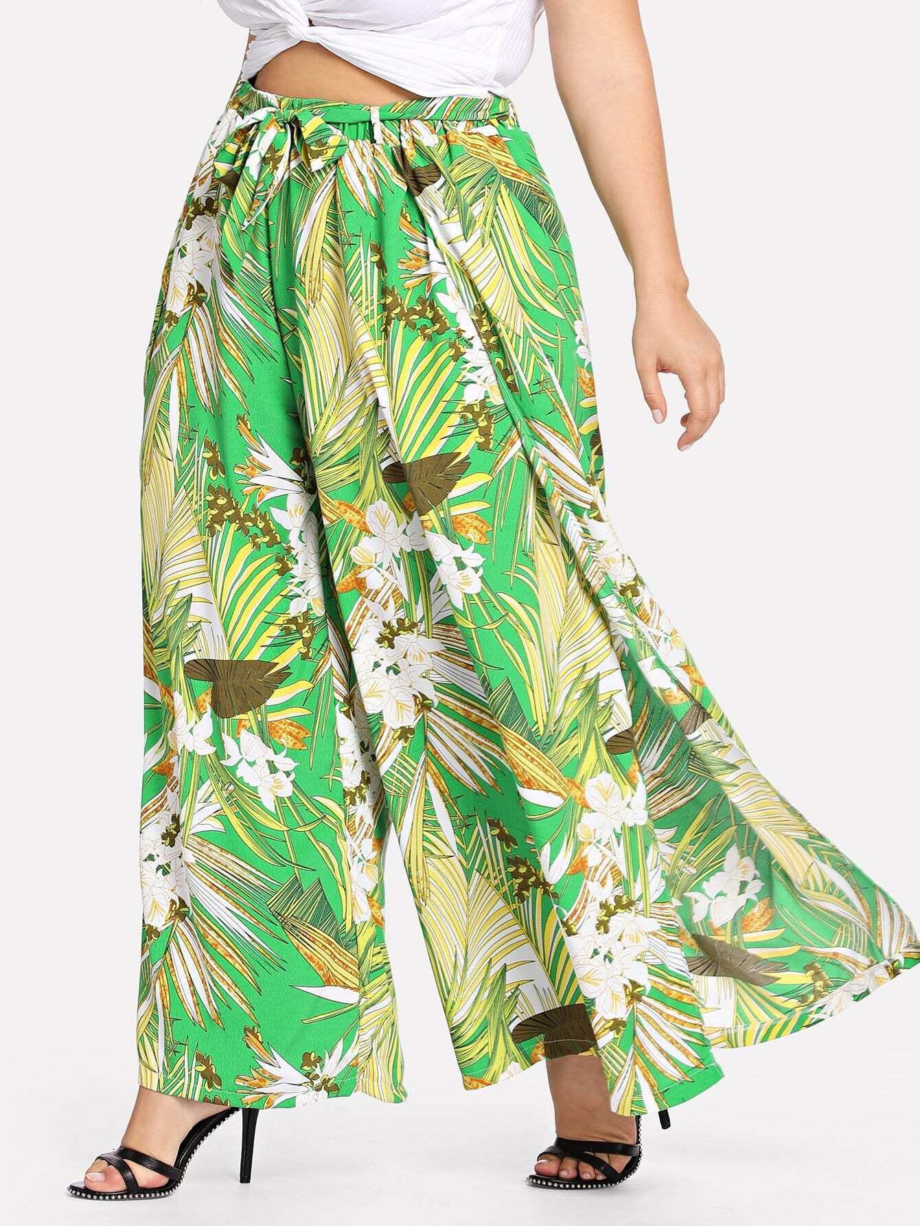 Tropical Print Широкие штаны для ног