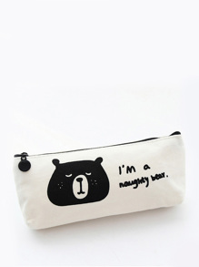 Bear Print Clear Pencil Case