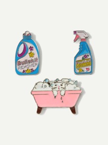 Bathtub & Cat Brooch Set 3pcs