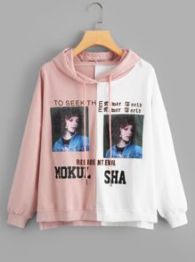 Figure Print Color Block Sweatshirt
