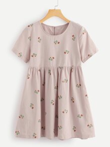 Floral Print Keyhole Back Dress