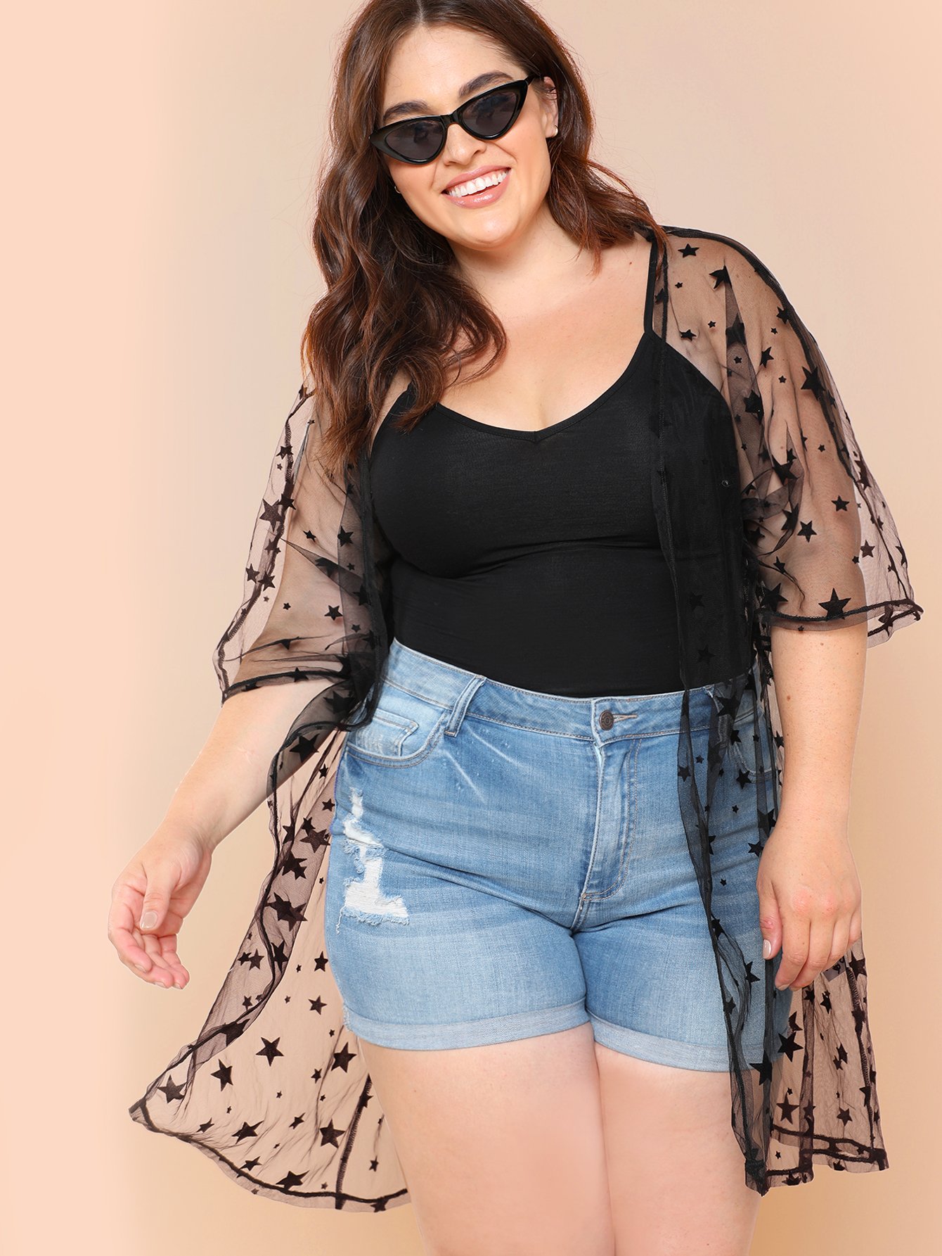 Кимоно для кистей Allover Star Print Sheer Mesh