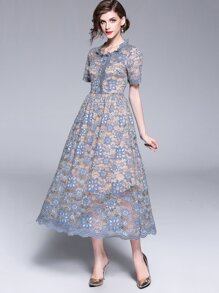 Lace Button Front Dress