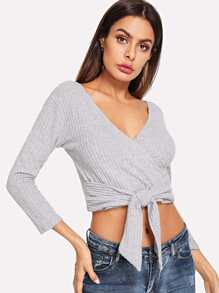 Surplice Front V Neck Tee