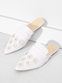 Flower Decorated Flat Mules