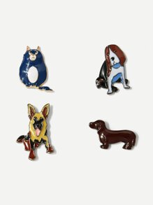 Dog Shaped Brooch Set 4pcs