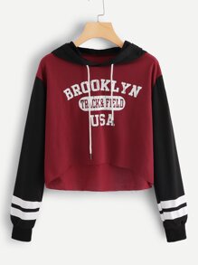 Plus Colorblock Letter Print Sweatshirt