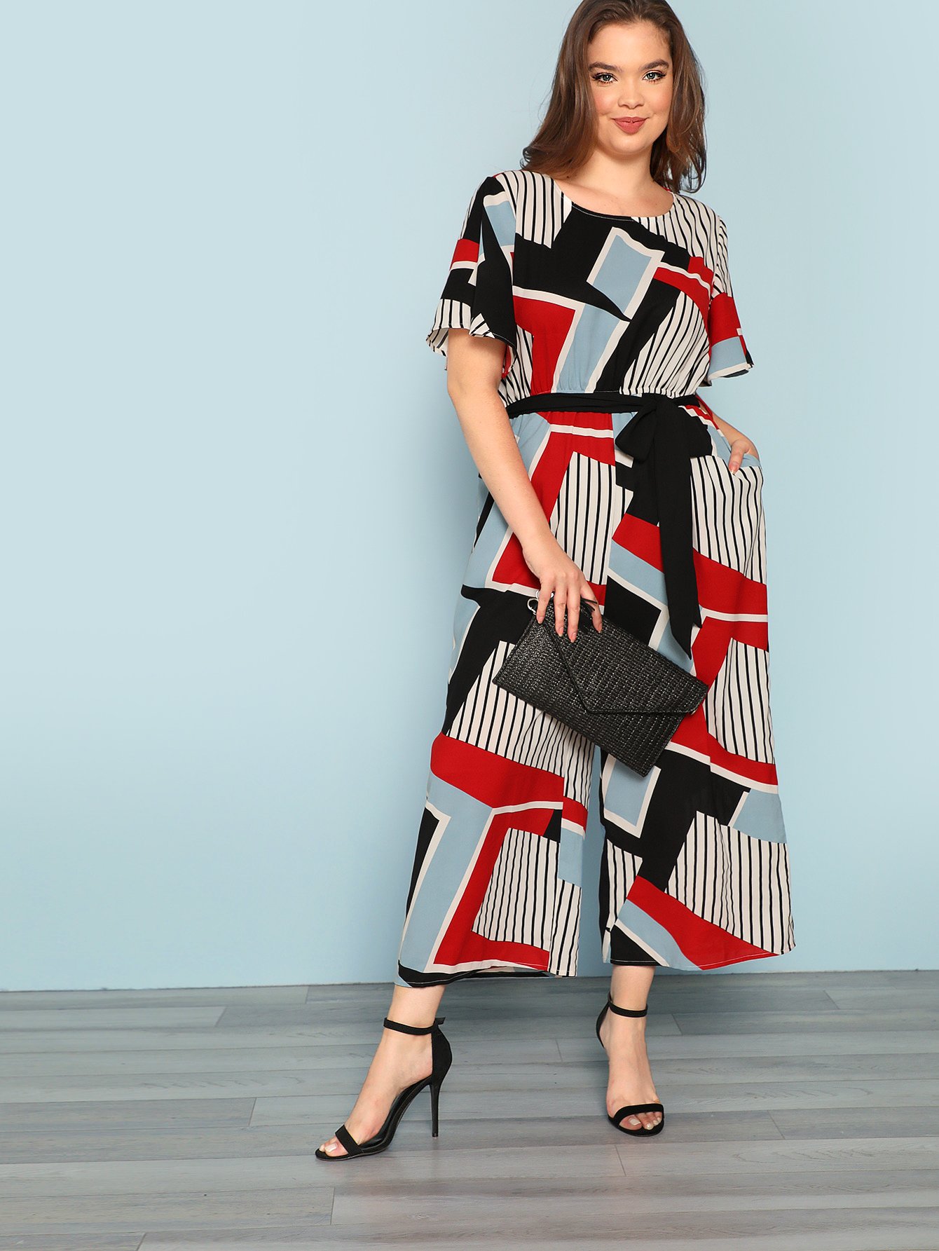 Geo Print Самоналоженный широкий комбинезон для ног