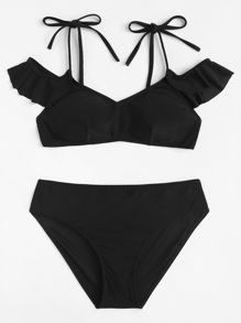 Ruffle Plain Bikini Set