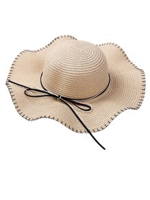 Girls Bow Tie Band Straw Hat