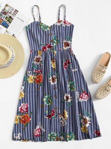 Single Breasted Striped Cami Dress