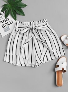 Plus Knotted Striped Shorts