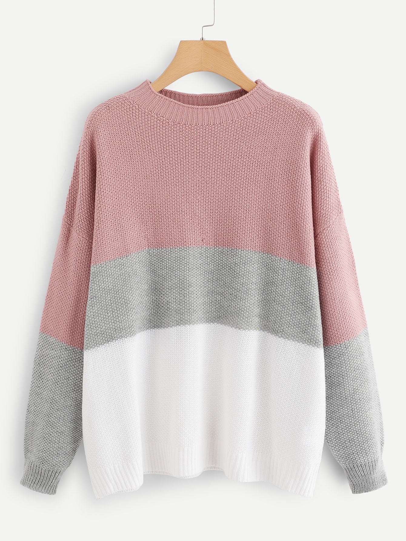 Плюс Цветной Вафельный Вязаный Свитер