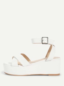 Criss Cross Platform Wedge Sandals