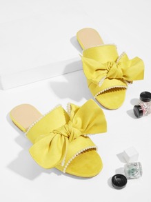 Bow Decorated Faux Pearl Sandals