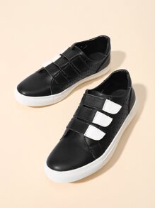 Cut Out Detail Velcro PU Sneakers