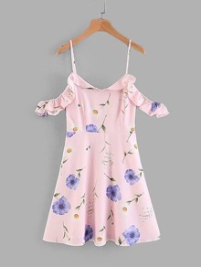 Ruffle Trim Florals Dress