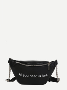 Slogan Print Ring Detail Bum Bag