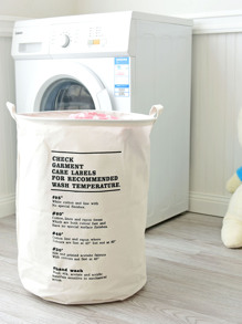 Letter Print Round Storage Basket