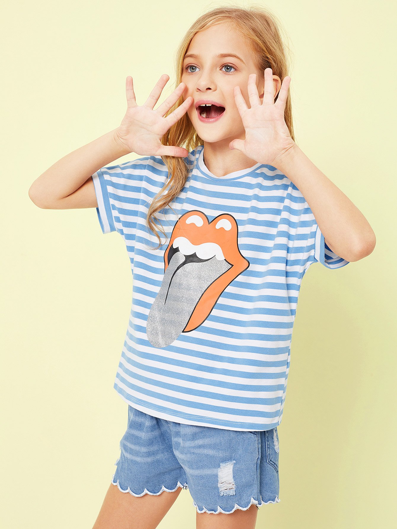 Щипцы для девочек и полосатые печатные ленты